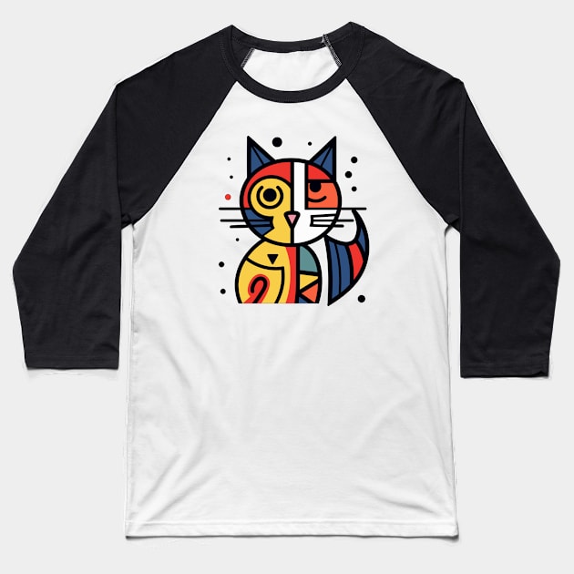 Adorable Cat Baseball T-Shirt by Mandra